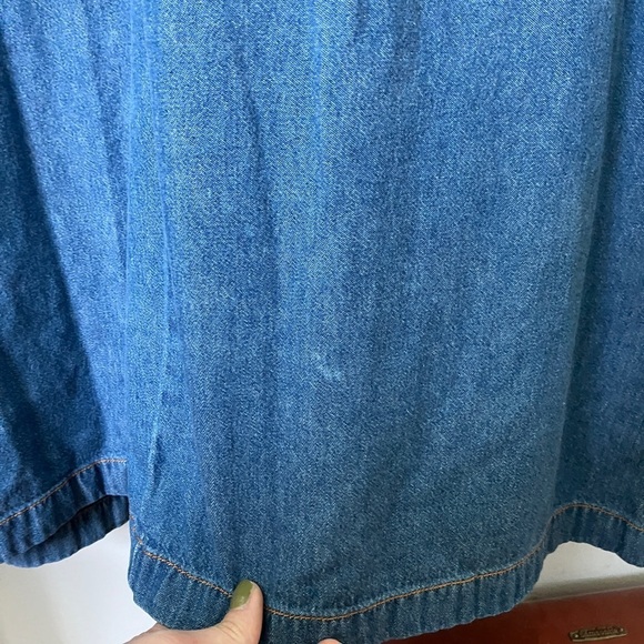 Vintage Vanity Fair Denim Floral  Embroidered V-neck Maxi Dress - Picture 9 of 10